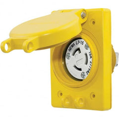 Hubbell Wiring Device-Kellems - 277 VAC 15A NEMA 7-15R Industrial Grade Yellow Straight Blade Single Receptacle - Exact Tooling
