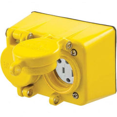 Hubbell Wiring Device-Kellems - 125V 20A NEMA 5-20R Industrial Grade Yellow Straight Blade Duplex Receptacle - Exact Tooling