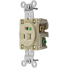 Hubbell Wiring Device-Kellems - 125V 15A NEMA 5-15R Hospital Grade Ivory Straight Blade Single Receptacle - Exact Tooling