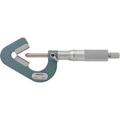 0.093″-1″ Measuring Range-0.0001″ Graduation - Ratchet Thimble - Carbide Face-3 Flute V- Anvil Micrometer - Exact Tooling