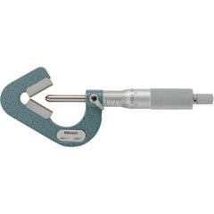 0.093″-1″ Measuring Range-0.0001″ Graduation - Ratchet Thimble - Carbide Face-3 Flute V- Anvil Micrometer - Exact Tooling