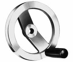 Value Collection - 7.87", 2 Spoke Handwheel with Revolving Handle - 1.65" Hub, Aluminum, Polished Finish - Exact Tooling