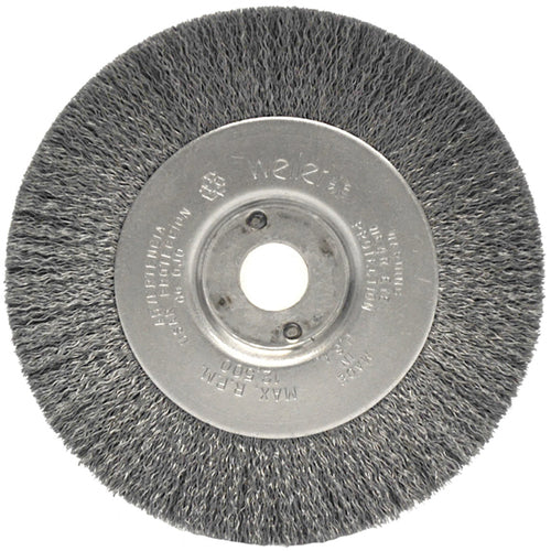 ‎4″ Narrow Face Crimped Wire Wheel, .008″ Steel Fill, 1/2″-3/8″ Arbor Hole - Exact Tooling