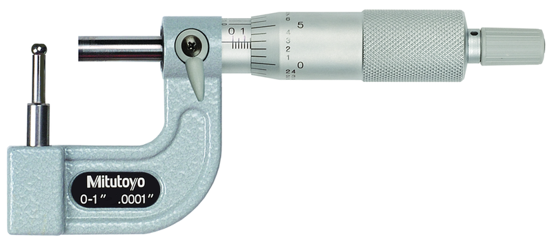 0 - 1'' Measuring Range - .0001 Graduation - Ratchet Thimble - Carbide Face - Tubing Micrometer - Exact Tooling