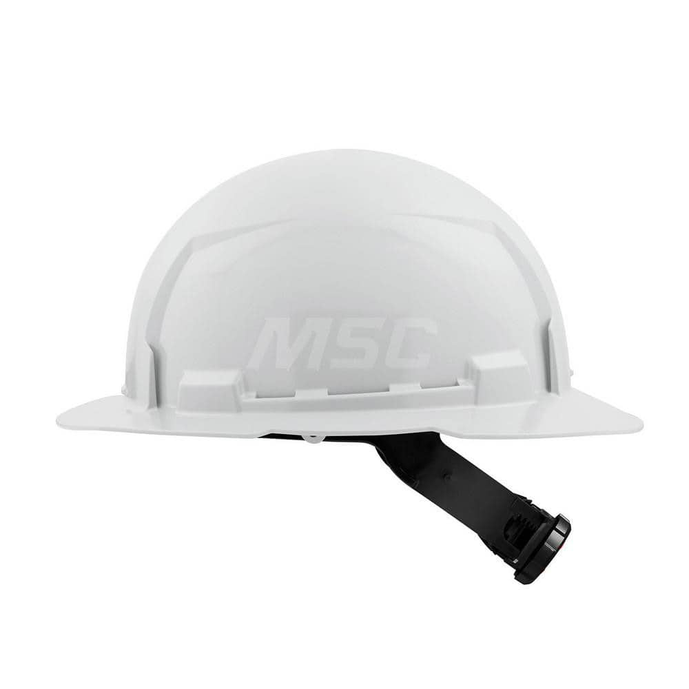 Hard Hat: Construction, Full Brim, Class E, 4-Point Suspension White, HDPE