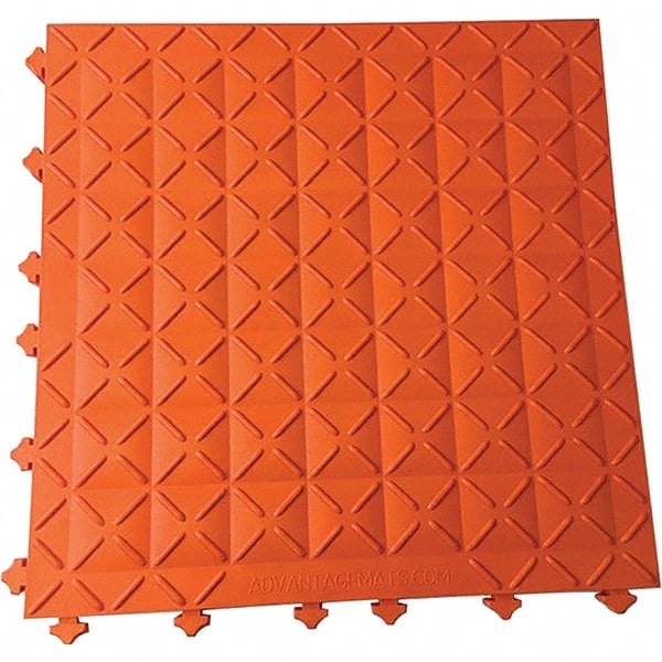 Ergo Advantage - 18" Long x 18" Wide x 1" Thick, Anti-Fatigue Modular Matting Anti-Fatigue Flooring - 2 Interlocking Sides, Orange, For Dry Areas - Exact Tooling