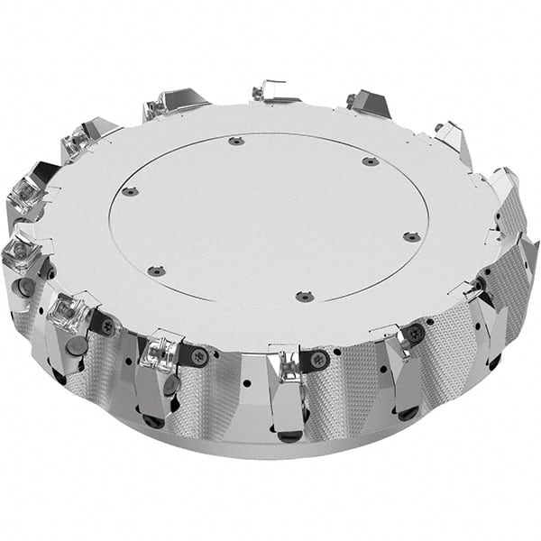 Seco - 10" Cut Diam, 2-1/2" Arbor Hole, 0.236" Max Depth of Cut, 48° Indexable Chamfer & Angle Face Mill - 14 Inserts, SN.. Insert, Right Hand Cut, 14 Flutes, Through Coolant, Series R220.54 - Exact Tooling