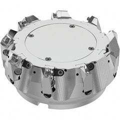 Seco - 160mm Cut Diam, 40mm Arbor Hole, 6mm Max Depth of Cut, 48° Indexable Chamfer & Angle Face Mill - 9 Inserts, SN.. Insert, Right Hand Cut, 9 Flutes, Through Coolant, Series R220.54 - Exact Tooling
