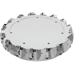 Seco - 12-1/2" Cut Diam, 2-1/2" Arbor Hole, 0.315" Max Depth of Cut, 71° Indexable Chamfer & Angle Face Mill - 16 Inserts, SN.. Insert, Right Hand Cut, 16 Flutes, Through Coolant, Series R220.56 - Exact Tooling