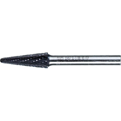 PFERD - SL-3, 3/8" Cut Diam, 1/4" Shank Diam, Carbide Double Cut Taper with Radius End Burr - Exact Tooling