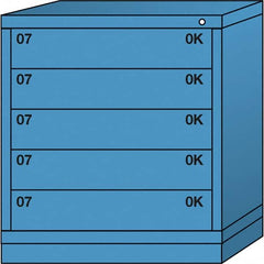 Lyon - 5 Drawer, Standard Bench Height - Multiple Drawer Access Cabinet - Steel, 30" Wide x 28-1/4" Deep x 33-1/4" High, Wedgewood Blue - Exact Tooling