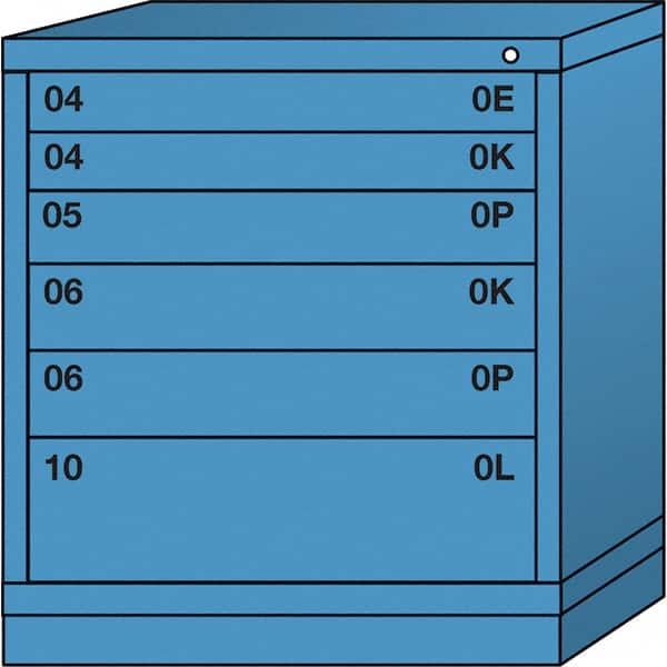 Lyon - 6 Drawer, Standard Bench Height - Multiple Drawer Access Cabinet - Steel, 30" Wide x 28-1/4" Deep x 33-1/4" High, Wedgewood Blue - Exact Tooling