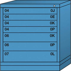 Lyon - 7 Drawer, Standard Bench Height - Multiple Drawer Access Cabinet - Steel, 30" Wide x 28-1/4" Deep x 33-1/4" High, Wedgewood Blue - Exact Tooling