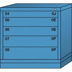 Lyon - 5 Drawer, Standard Table Height - Multiple Drawer Access Cabinet - Steel, 30" Wide x 28-1/4" Deep x 30-1/8" High, Wedgewood Blue - Exact Tooling