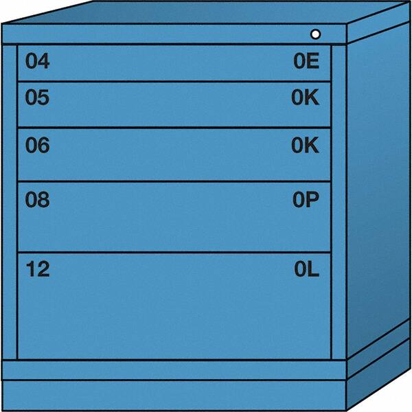 Lyon - 5 Drawer, Standard Bench Height - Multiple Drawer Access Cabinet - Steel, 30" Wide x 28-1/4" Deep x 33-1/4" High, Wedgewood Blue - Exact Tooling
