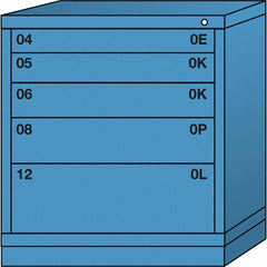 Lyon - 5 Drawer, Standard Bench Height - Multiple Drawer Access Cabinet - Steel, 30" Wide x 28-1/4" Deep x 33-1/4" High, Wedgewood Blue - Exact Tooling