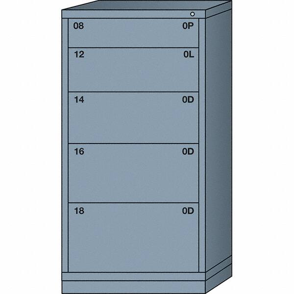 Lyon - 5 Drawer, Standard Eye-Level - Multiple Drawer Access Cabinet - Steel, 30" Wide x 28-1/4" Deep x 59-1/4" High, Dove Gray - Exact Tooling