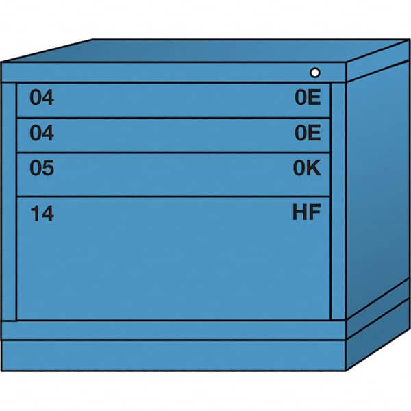 Lyon - 4 Drawer, Standard Desk Height - Multiple Drawer Access Cabinet - Steel, 30" Wide x 28-1/4" Deep x 26-7/8" High, Wedgewood Blue - Exact Tooling