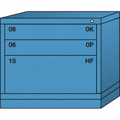 Lyon - 3 Drawer, Standard Desk Height - Single Drawer Access Cabinet - Steel, 30" Wide x 28-1/4" Deep x 26-7/8" High, Wedgewood Blue - Exact Tooling