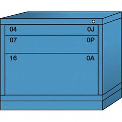 Lyon - 3 Drawer, Standard Desk Height - Single Drawer Access Cabinet - Steel, 30" Wide x 28-1/4" Deep x 26-7/8" High, Wedgewood Blue - Exact Tooling