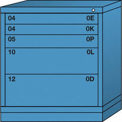 Lyon - 5 Drawer, Standard Bench Height - Single Drawer Access Cabinet - Steel, 30" Wide x 28-1/4" Deep x 33-1/4" High, Wedgewood Blue - Exact Tooling