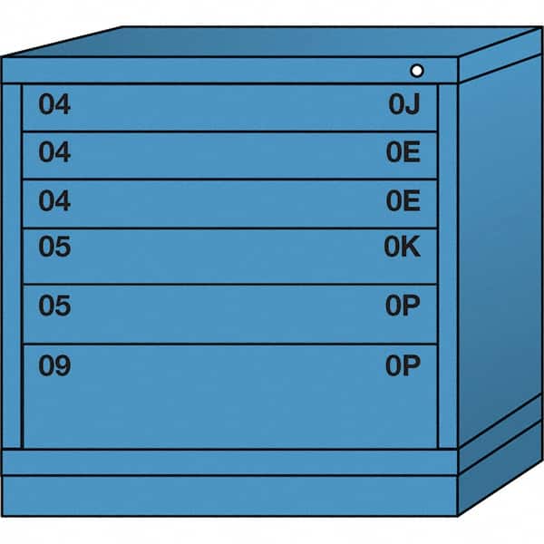 Lyon - 6 Drawer, Standard Table Height - Multiple Drawer Access Cabinet - Steel, 30" Wide x 28-1/4" Deep x 30-1/8" High, Wedgewood Blue - Exact Tooling