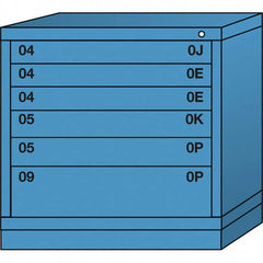Lyon - 6 Drawer, Standard Table Height - Multiple Drawer Access Cabinet - Steel, 30" Wide x 28-1/4" Deep x 30-1/8" High, Wedgewood Blue - Exact Tooling