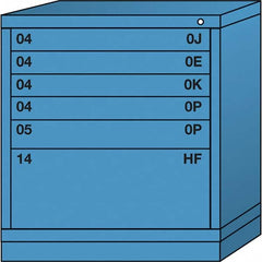 Lyon - 6 Drawer, Standard Bench Height - Single Drawer Access Cabinet - Steel, 30" Wide x 28-1/4" Deep x 33-1/4" High, Wedgewood Blue - Exact Tooling