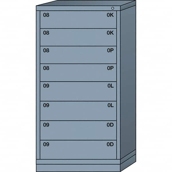 Lyon - 8 Drawer, Standard Eye-Level - Multiple Drawer Access Cabinet - Steel, 30" Wide x 28-1/4" Deep x 59-1/4" High, Dove Gray - Exact Tooling