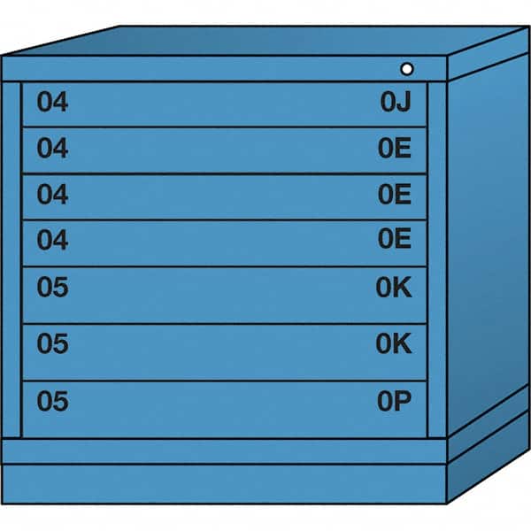 Lyon - 7 Drawer, Standard Table Height - Multiple Drawer Access Cabinet - Steel, 30" Wide x 28-1/4" Deep x 30-1/8" High, Wedgewood Blue - Exact Tooling