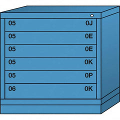 Lyon - 6 Drawer, Standard Table Height - Single Drawer Access Cabinet - Steel, 30" Wide x 28-1/4" Deep x 30-1/8" High, Wedgewood Blue - Exact Tooling