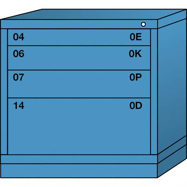 Lyon - 4 Drawer, Standard Table Height - Single Drawer Access Cabinet - Steel, 30" Wide x 28-1/4" Deep x 30-1/8" High, Wedgewood Blue - Exact Tooling