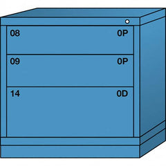 Lyon - 3 Drawer, Standard Table Height - Multiple Drawer Access Cabinet - Steel, 30" Wide x 28-1/4" Deep x 30-1/8" High, Wedgewood Blue - Exact Tooling