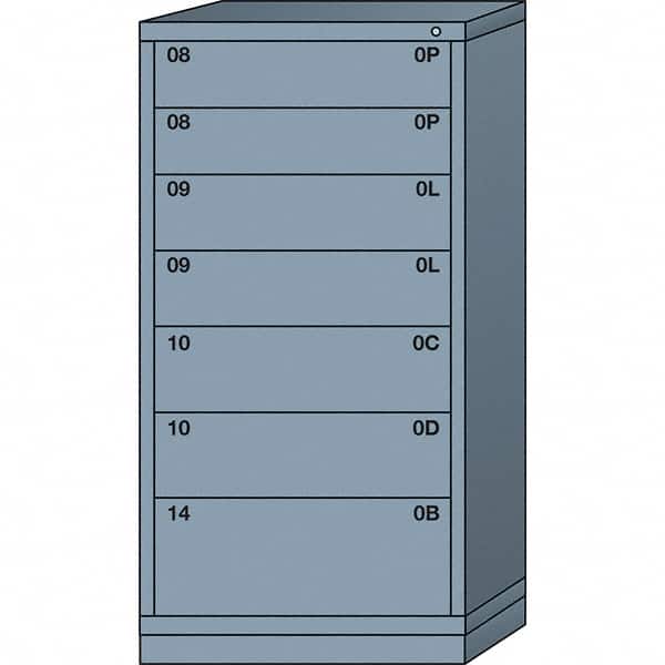 Lyon - 7 Drawer, Standard Eye-Level - Multiple Drawer Access Cabinet - Steel, 30" Wide x 28-1/4" Deep x 59-1/4" High, Dove Gray - Exact Tooling