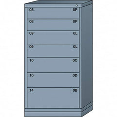 Lyon - 7 Drawer, Standard Eye-Level - Multiple Drawer Access Cabinet - Steel, 30" Wide x 28-1/4" Deep x 59-1/4" High, Dove Gray - Exact Tooling