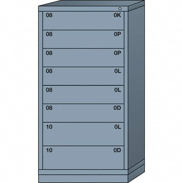 Lyon - 8 Drawer, Standard Eye-Level - Single Drawer Access Cabinet - Steel, 30" Wide x 28-1/4" Deep x 59-1/4" High, Dove Gray - Exact Tooling