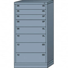 Lyon - 8 Drawer, Standard Eye-Level - Single Drawer Access Cabinet - Steel, 30" Wide x 28-1/4" Deep x 59-1/4" High, Dove Gray - Exact Tooling