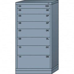 Lyon - 8 Drawer, Standard Eye-Level - Multiple Drawer Access Cabinet - Steel, 30" Wide x 28-1/4" Deep x 59-1/4" High, Dove Gray - Exact Tooling