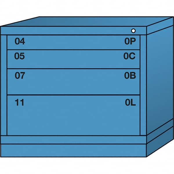 Lyon - 4 Drawer, Standard Desk Height - Multiple Drawer Access Cabinet - Steel, 30" Wide x 28-1/4" Deep x 26-7/8" High, Wedgewood Blue - Exact Tooling