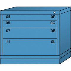 Lyon - 4 Drawer, Standard Desk Height - Single Drawer Access Cabinet - Steel, 30" Wide x 28-1/4" Deep x 26-7/8" High, Wedgewood Blue - Exact Tooling