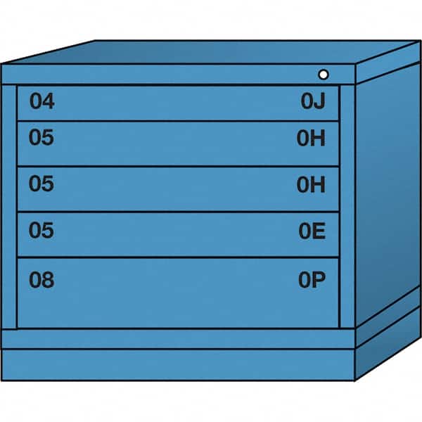 Lyon - 5 Drawer, Standard Desk Height - Multiple Drawer Access Cabinet - Steel, 30" Wide x 28-1/4" Deep x 26-7/8" High, Wedgewood Blue - Exact Tooling
