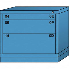 Lyon - 3 Drawer, Standard Desk Height - Single Drawer Access Cabinet - Steel, 30" Wide x 28-1/4" Deep x 26-7/8" High, Wedgewood Blue - Exact Tooling