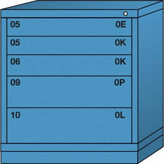 Lyon - 5 Drawer, Standard Bench Height - Multiple Drawer Access Cabinet - Steel, 30" Wide x 28-1/4" Deep x 33-1/4" High, Wedgewood Blue - Exact Tooling