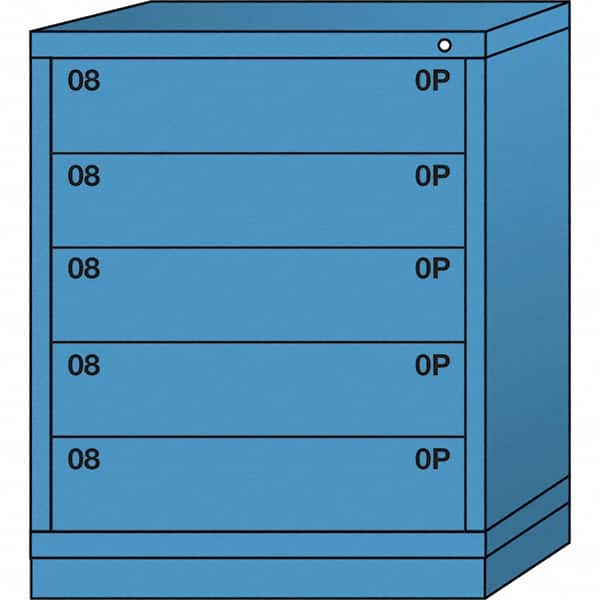 Lyon - 5 Drawer, Standard Mid-Range - Multiple Drawer Access Cabinet - Steel, 30" Wide x 28-1/4" Deep x 37-15/79" High, Wedgewood Blue - Exact Tooling