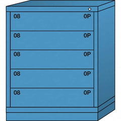 Lyon - 5 Drawer, Standard Mid-Range - Multiple Drawer Access Cabinet - Steel, 30" Wide x 28-1/4" Deep x 37-15/79" High, Wedgewood Blue - Exact Tooling