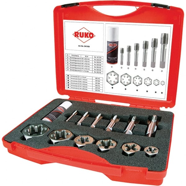 Rothenberger - Tap & Die Sets Minimum Tap Thread Size (Inch): 1/8 Maximum Tap Thread Size (Inch): 1 - Exact Tooling
