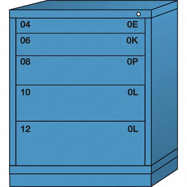 Lyon - 5 Drawer, Standard Mid-Range - Multiple Drawer Access Cabinet - Steel, 30" Wide x 28-1/4" Deep x 37-15/79" High, Wedgewood Blue - Exact Tooling