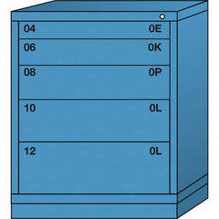 Lyon - 5 Drawer, Standard Mid-Range - Multiple Drawer Access Cabinet - Steel, 30" Wide x 28-1/4" Deep x 37-15/79" High, Wedgewood Blue - Exact Tooling