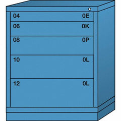 Lyon - 5 Drawer, Standard Mid-Range - Single Drawer Access Cabinet - Steel, 30" Wide x 28-1/4" Deep x 37-15/79" High, Wedgewood Blue - Exact Tooling