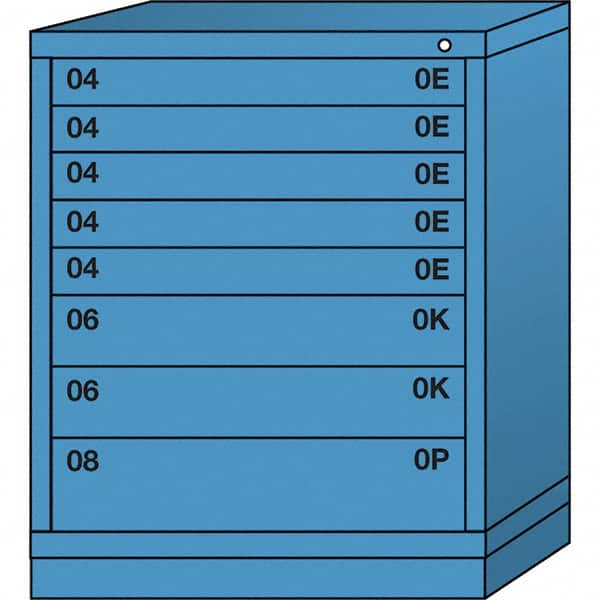 Lyon - 8 Drawer, Standard Mid-Range - Single Drawer Access Cabinet - Steel, 30" Wide x 28-1/4" Deep x 37-15/79" High, Wedgewood Blue - Exact Tooling